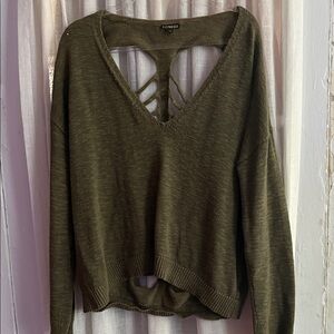 Express Olive Off-the-Shoulder Sweater